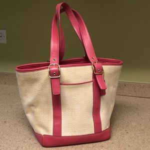 Coach woven and leather small tote
